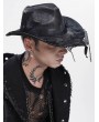 Devil Fashion Black Punk Gothic Distressed Fishnet Cowboy Hat