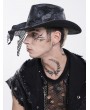 Devil Fashion Black Punk Gothic Distressed Fishnet Cowboy Hat