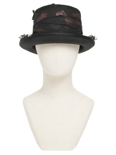 Devil Fashion Black Retro Gothic Ruffle Tassel Tie Hat