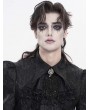 Devil Fashion Black Victorian Gothic Lace Embroidery Beaded Jabot