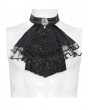 Devil Fashion Black Victorian Gothic Lace Embroidery Beaded Jabot