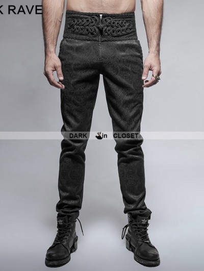 Punk Rave Black Peacock Button Gothic Pants for Men