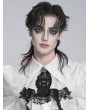 Devil Fashion White and Black Victorian Gothic Lace Embroidery Beaded Jabot