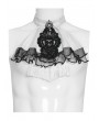 Devil Fashion White and Black Victorian Gothic Lace Embroidery Beaded Jabot