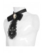 Devil Fashion Black Retro Gothic Cross Embroidery Lace Bow Tie