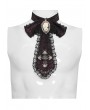 Devil Fashion Black and Red Retro Gothic Cross Embroidery Lace Bow Tie