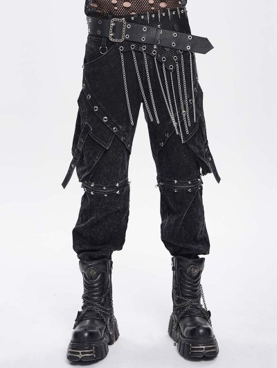 Devil Fashion Black Gothic Punk Irregular Chain Tassel Belt for Men