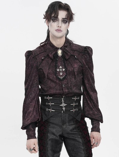 Devil Fashion Black Gothic Retro Embroidery Irregular Girdle for Men