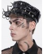 Devil Fashion Black Gothic Punk Spiked Leather Hat with Rings