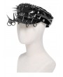 Devil Fashion Black Gothic Punk Spiked Leather Hat with Rings