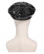 Devil Fashion Black Gothic Punk Spiked Leather Hat with Rings
