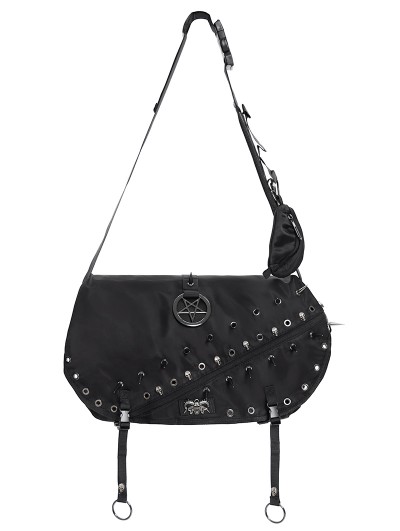 Devil Fashion Black Gothic Punk Skull Stud Spiked Shoulder Bag