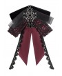 Devil Fashion Black and Red Gothic Retro Embroidered Lace Applique Bow Tie