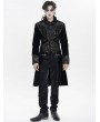 Devil Fashion Black and Gold Brocade Retro Gothic Velvet Tailcoat for Men