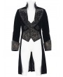 Devil Fashion Black and Gold Brocade Retro Gothic Velvet Tailcoat for Men