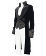Devil Fashion Black and Gold Brocade Retro Gothic Velvet Tailcoat for Men
