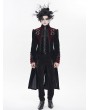 Devil Fashion Black and Red Gothic Vintage Embroidered Velvet Tailcoat for Men