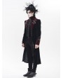 Devil Fashion Black and Red Gothic Vintage Embroidered Velvet Tailcoat for Men