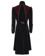 Devil Fashion Black and Red Gothic Vintage Embroidered Velvet Tailcoat for Men