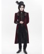 Devil Fashion Red and Black Gothic Vintage Embroidered Velvet Tailcoat for Men