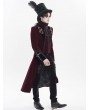 Devil Fashion Red and Black Gothic Vintage Embroidered Velvet Tailcoat for Men