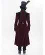 Devil Fashion Red and Black Gothic Vintage Embroidered Velvet Tailcoat for Men