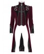 Devil Fashion Red and Black Gothic Vintage Embroidered Velvet Tailcoat for Men