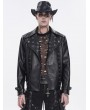 Devil Fashion Black Gothic Punk Asymmetric Zip Eyelet Lapel Jacket for Men