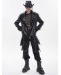 Devil Fashion Black Gothic Punk Asymmetric Zip Eyelet Lapel Jacket for Men