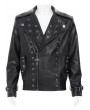 Devil Fashion Black Gothic Punk Asymmetric Zip Eyelet Lapel Jacket for Men