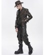 Devil Fashion Brown Gothic Punk Asymmetric Zip Eyelet Lapel Jacket for Men