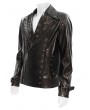 Devil Fashion Brown Gothic Punk Asymmetric Zip Eyelet Lapel Jacket for Men