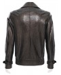 Devil Fashion Brown Gothic Punk Asymmetric Zip Eyelet Lapel Jacket for Men