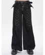 Devil Fashion Black Gothic Punk Studded Chain Wide Leg Pants for Men