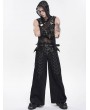 Devil Fashion Black Gothic Punk Studded Chain Wide Leg Pants for Men