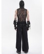 Devil Fashion Black Gothic Punk Studded Chain Wide Leg Pants for Men