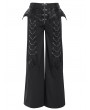 Devil Fashion Black Gothic Punk Studded Chain Wide Leg Pants for Men