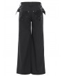 Devil Fashion Black Gothic Punk Studded Chain Wide Leg Pants for Men