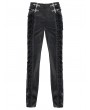 Devil Fashion Black Retro Gothic Embroidery Velvet Panel Pants for Men