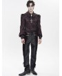 Devil Fashion Black and Red Retro Gothic Embroidery Velvet Panel Pants for Men