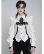 Devil Fashion White Gothic Floral Pattern Swallow-Tailed Shirt for Men