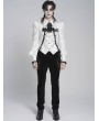 Devil Fashion White Gothic Floral Pattern Swallow-Tailed Shirt for Men