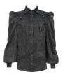 Devil Fashion Black Retro Gothic Batwing Collar Button-Up Shirt for Men