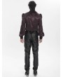 Devil Fashion Burgundy Retro Gothic Batwing Collar Button-Up Shirt for Men
