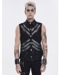 Devil Fashion Black Gothic Punk Buckle Strap Sleeveless Shirt for Men