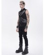 Devil Fashion Black Gothic Punk Buckle Strap Sleeveless Shirt for Men