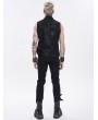 Devil Fashion Black Gothic Punk Buckle Strap Sleeveless Shirt for Men