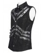 Devil Fashion Black Gothic Punk Buckle Strap Sleeveless Shirt for Men