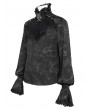 Devil Fashion Black Gothic Victorian Ruffled Stand-Up Collar Shirt for Men