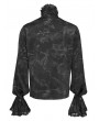 Devil Fashion Black Gothic Victorian Ruffled Stand-Up Collar Shirt for Men